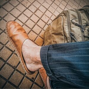 Men's Tan Leather Slip-On Loafers
